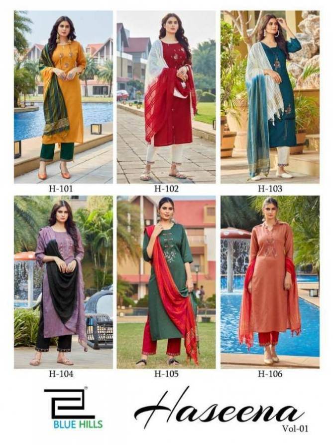 Blue Hills Haseena 1 Fancy Festive Wear Viscose Ready Made Dress Collection
